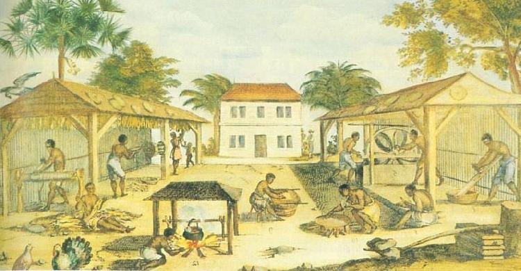 unknow artist Slaves working in 17th-century Virginia oil painting image